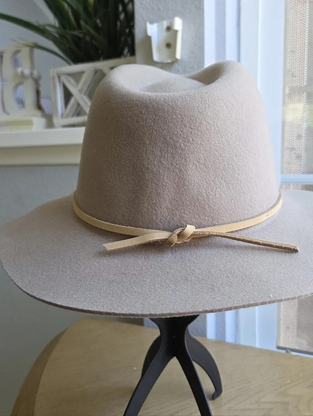 Brixton Felt Fedora Hat Wool Leather Tan Wide Brim Size Medium (7, 56cm)